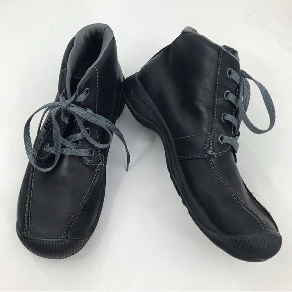 KEEN Black Leather Chukka Lace Up Ankle Boots - Picture 2 of 15